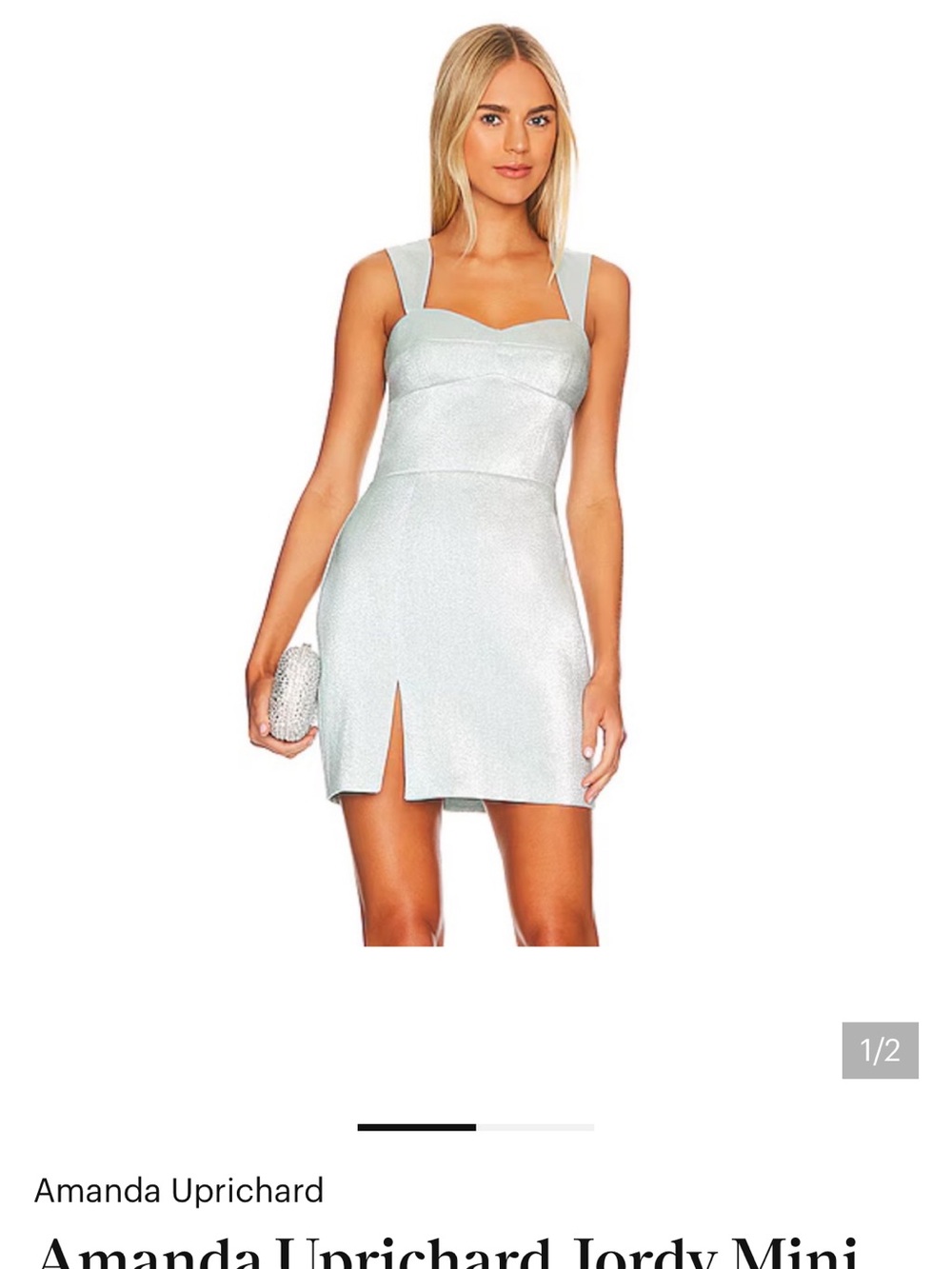 Amanda Uprichard Pale Blue Mini Dress with Front Slit
